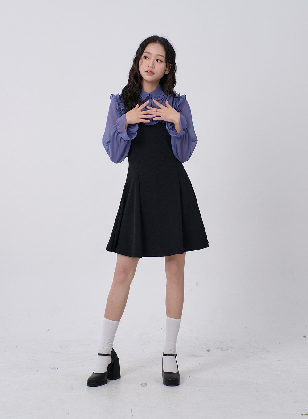 Mini Dress with Frill and Ribbon Detail BD16