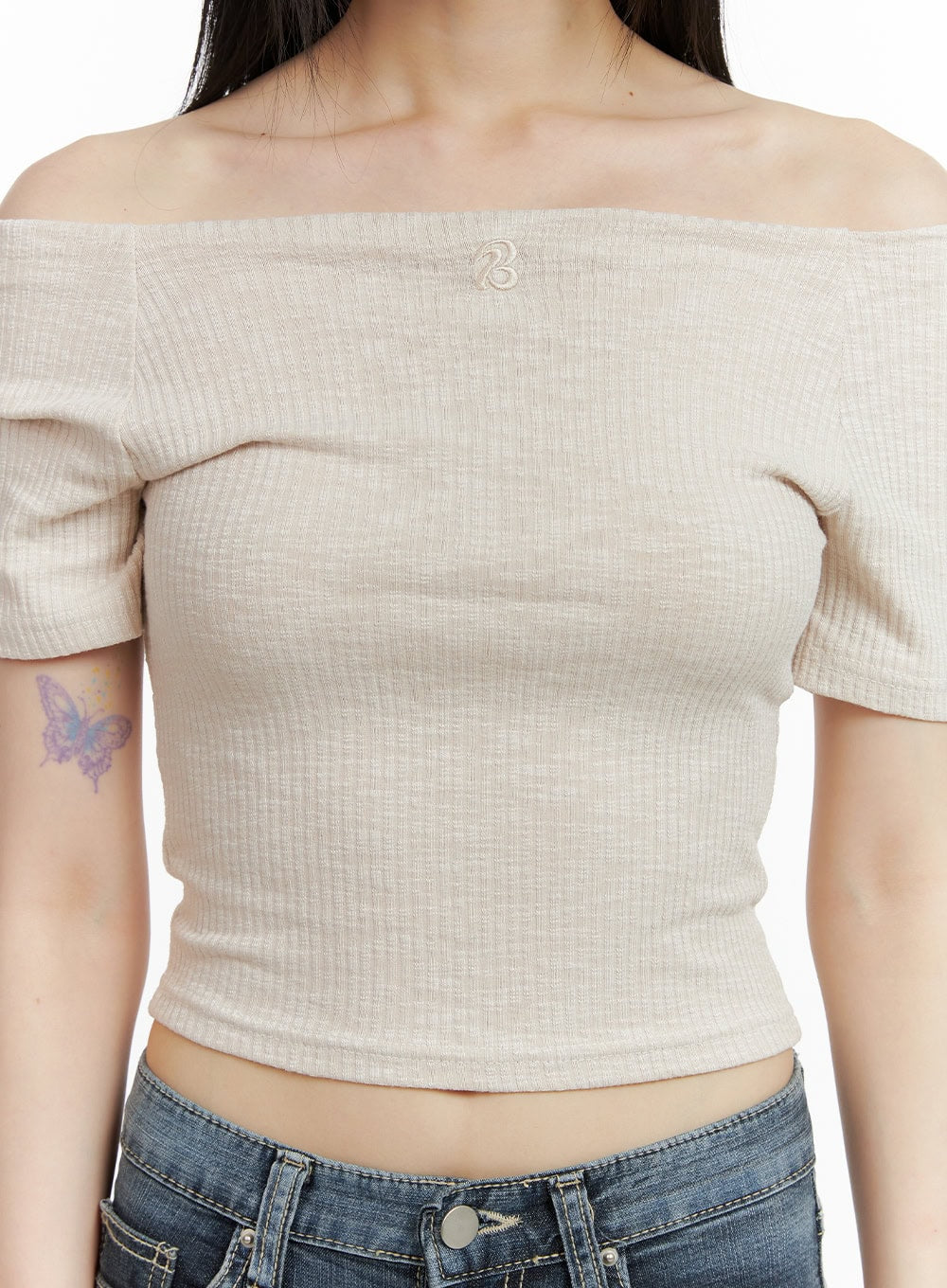 Basic Off Shoulder Crop Top CL403
