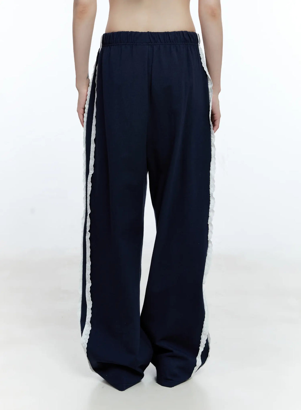 Lace-Trim Wide-Leg Sweatpants CG511