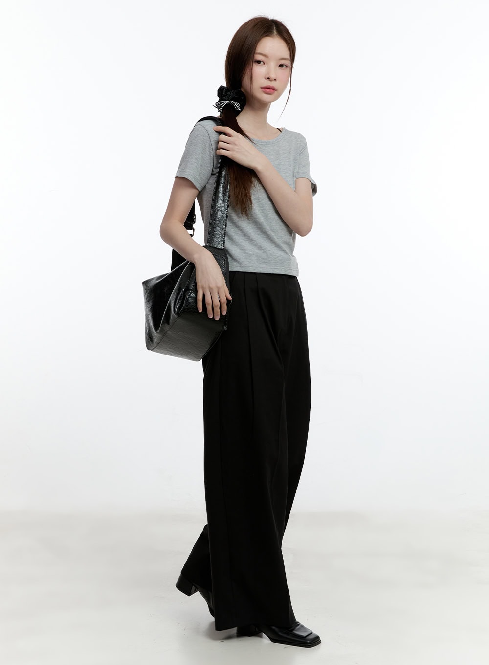 Pintuck Wide-Fit Slacks CM521