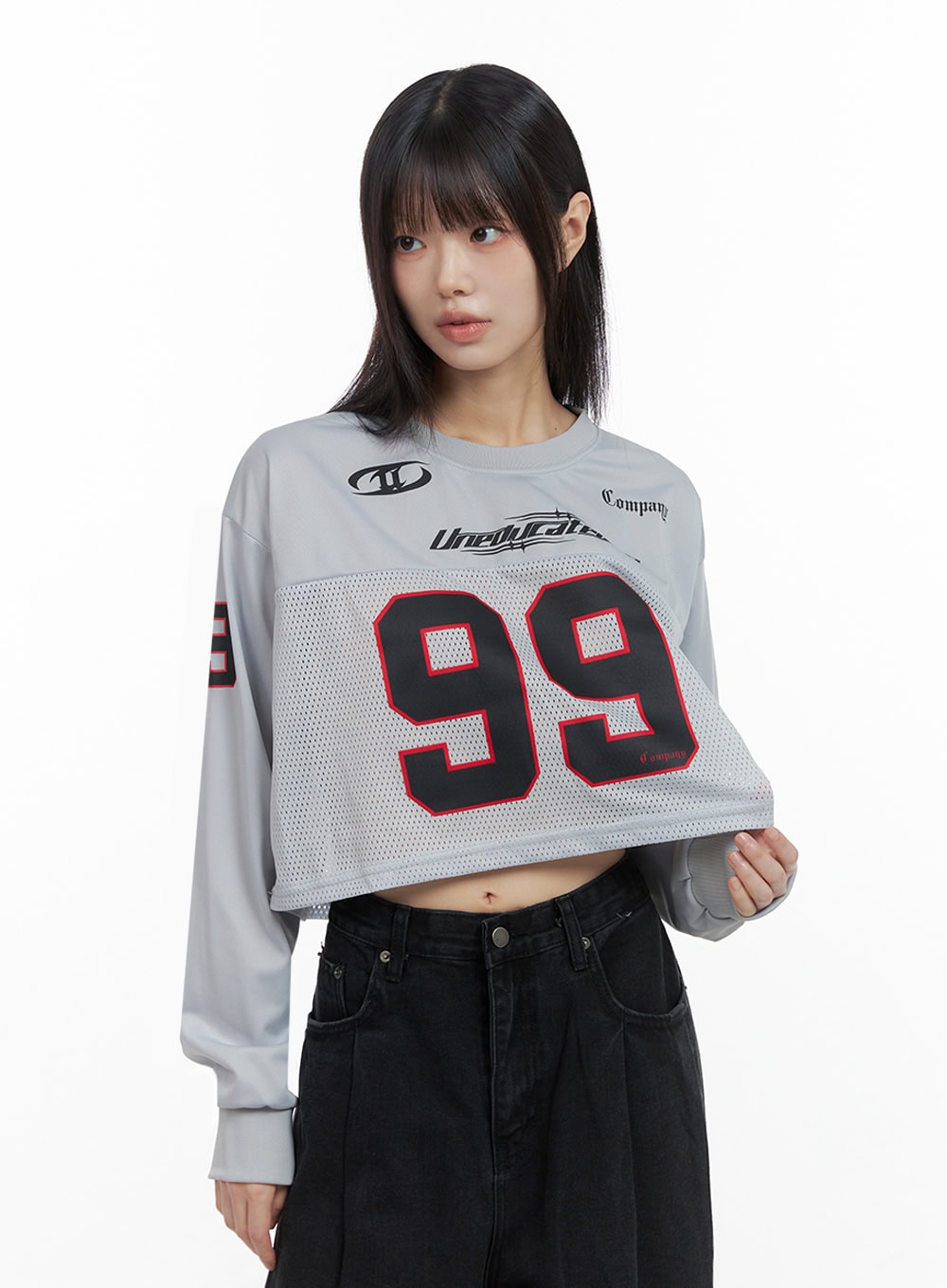 Lettering Mesh Crop Top IO430