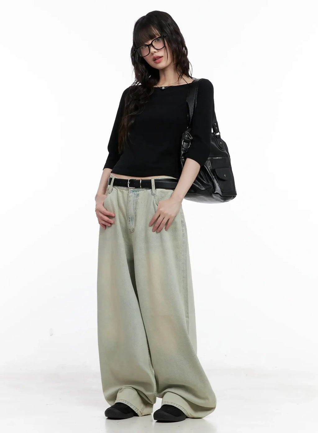 Xiaoting Vintage Style Wide-Leg Denim IL531