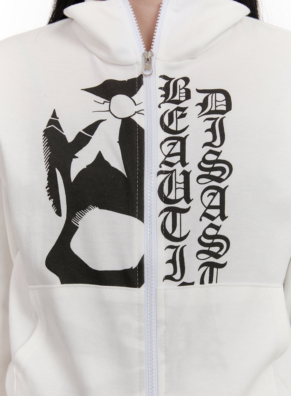 Two-Way Graphic Zip-Up Sweatshirt CJ531