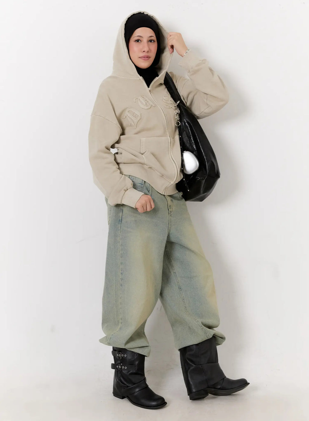 Oversized Cotton Zip-Up Hoodie CS524