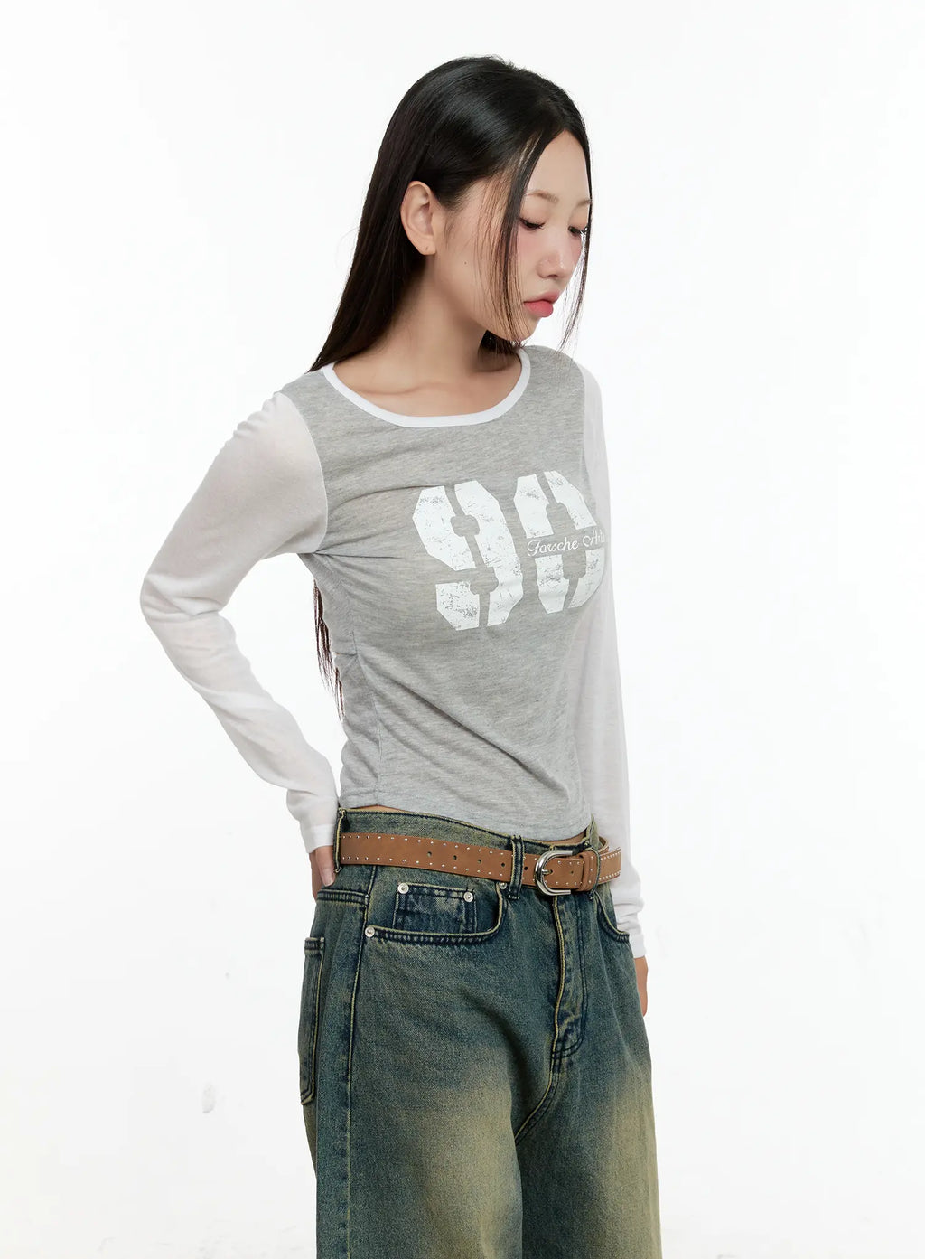 Two-Tone Long-Sleeve Top CL531