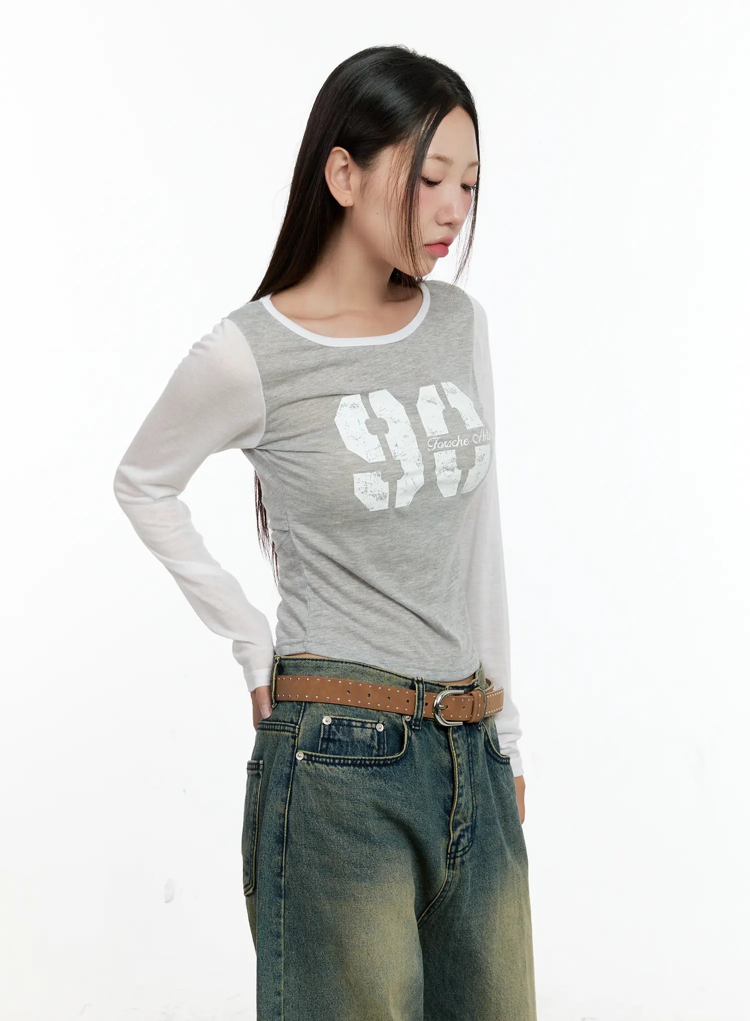 Two-Tone Long-Sleeve Top CL531