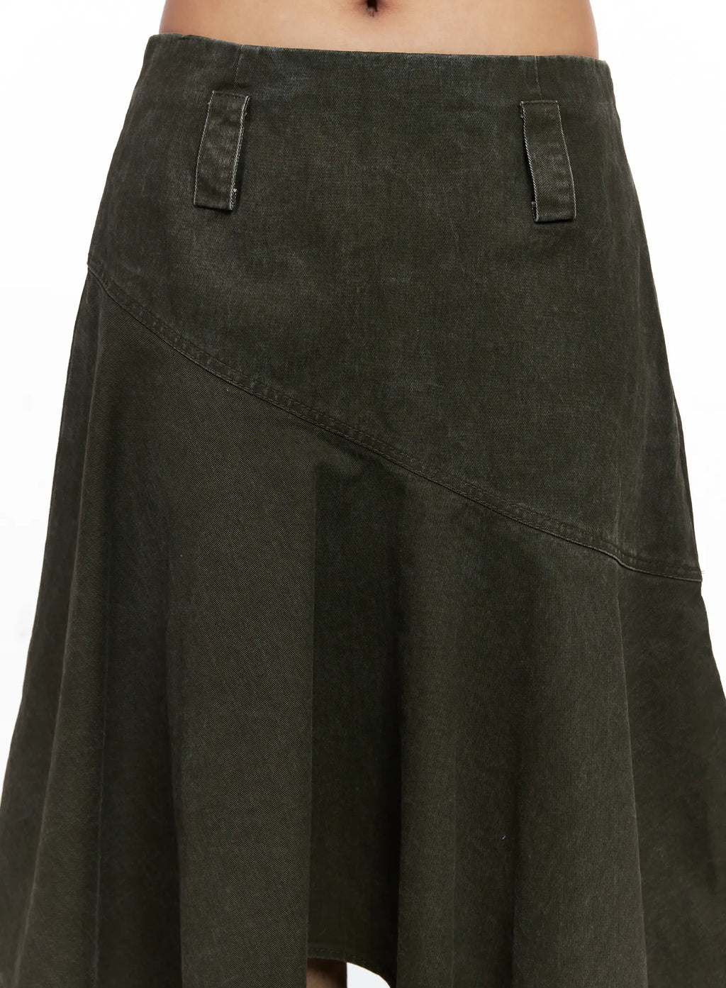 Vintage Wash Asymmetric Midi Skirt CO513