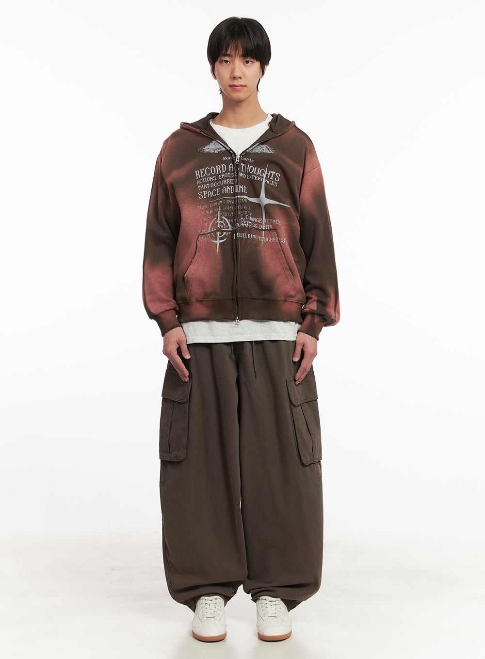 Men's Graphic Dye Washed Hooded Jacket IA510