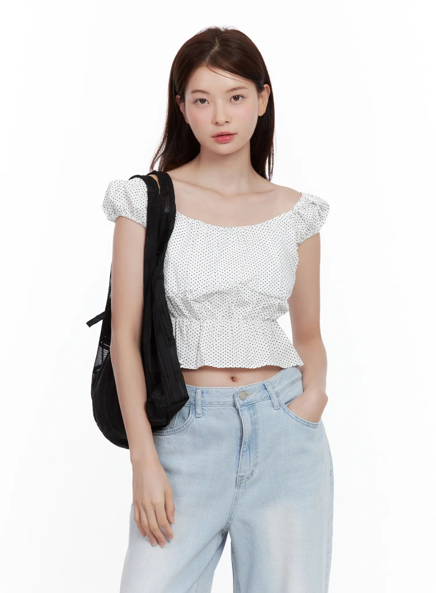 Black Mesh Plaid Shoulder Bag CL502