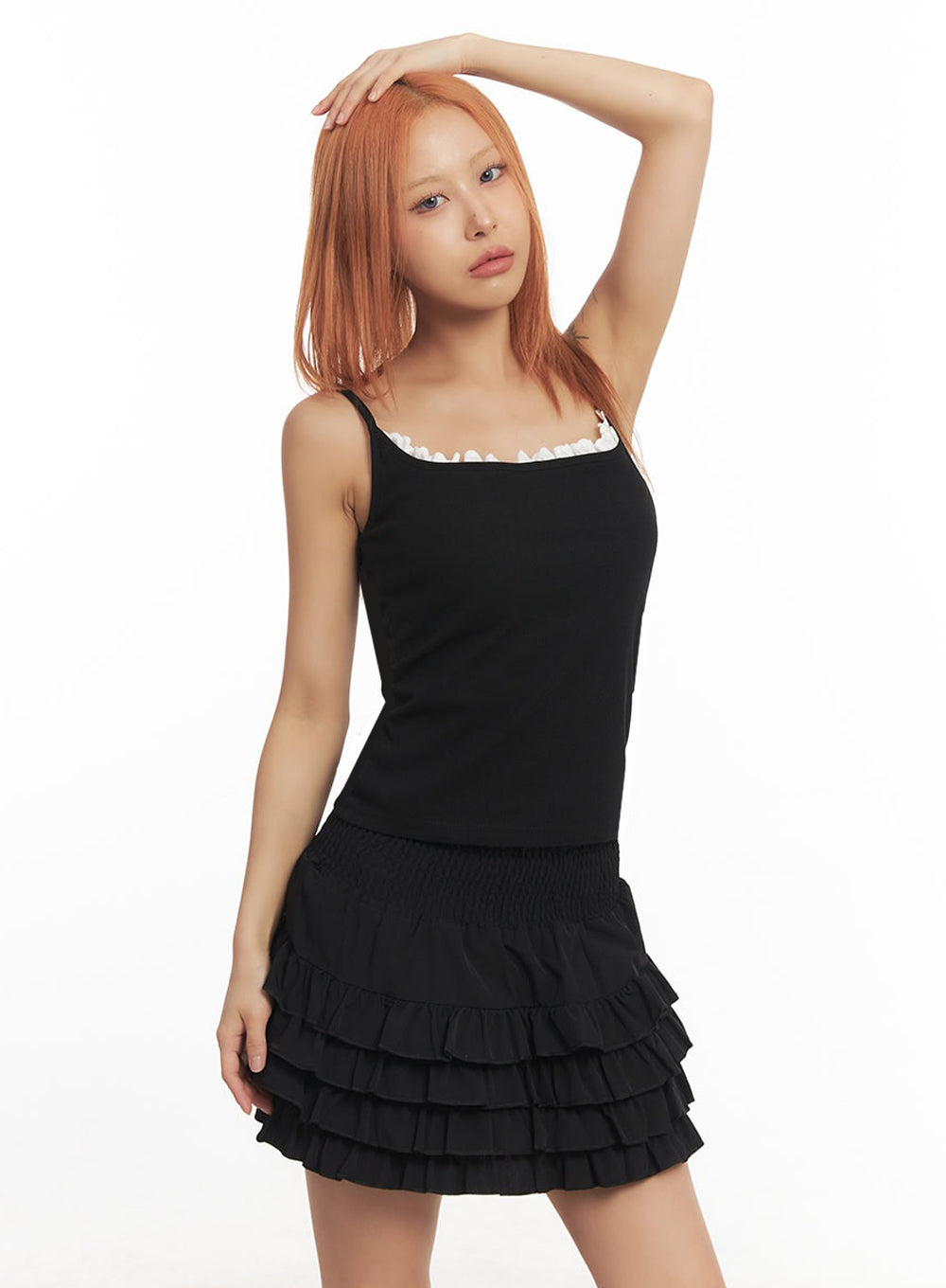 Frill-Trim Square Neck Cami Top IA515