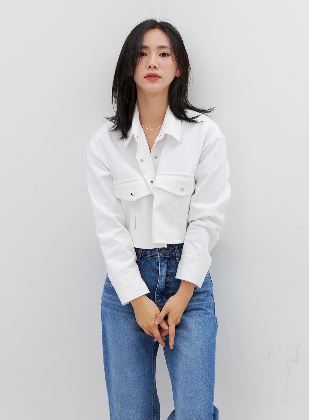 Collared Cotton Crop Jacket OG318