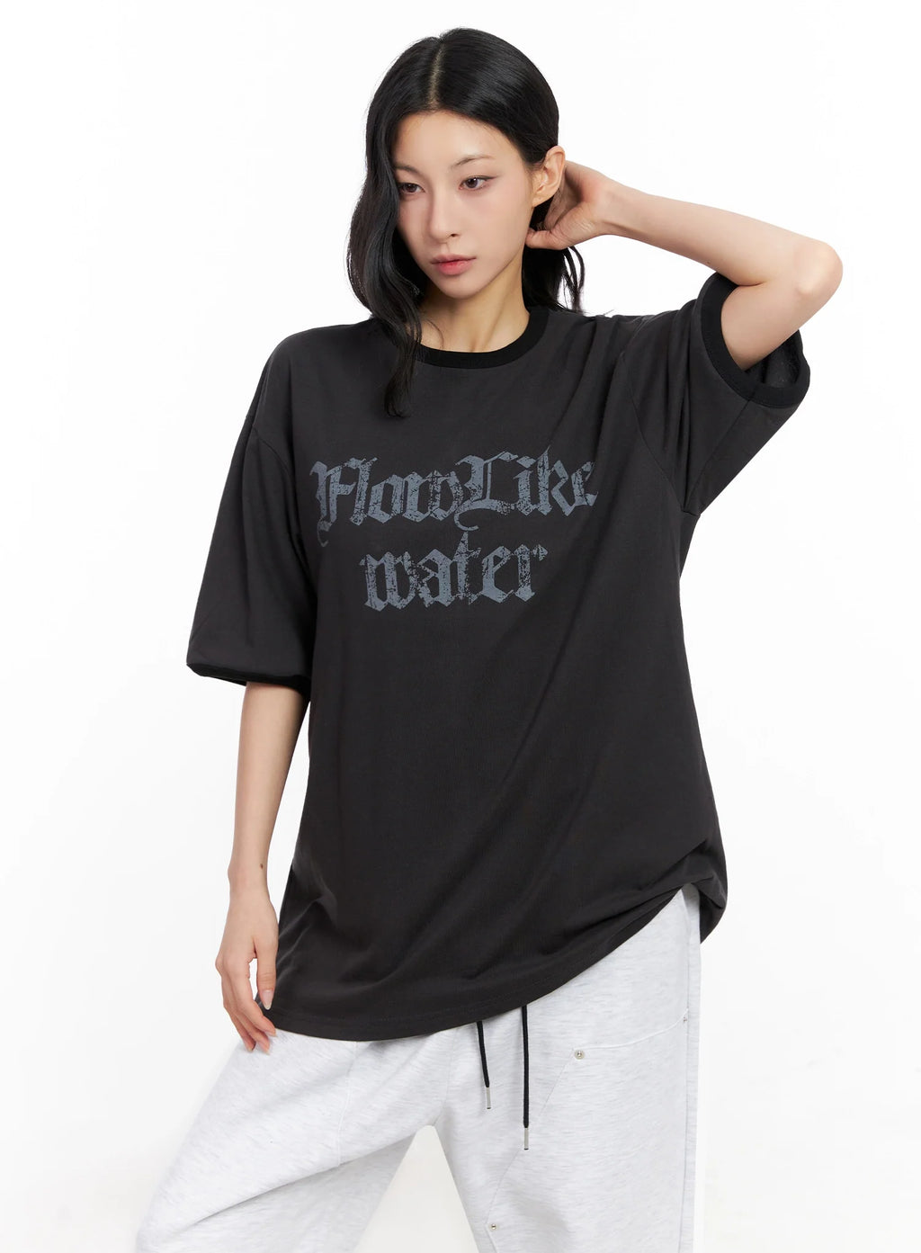 Oversized Gothic Graphic Print Tee IG508