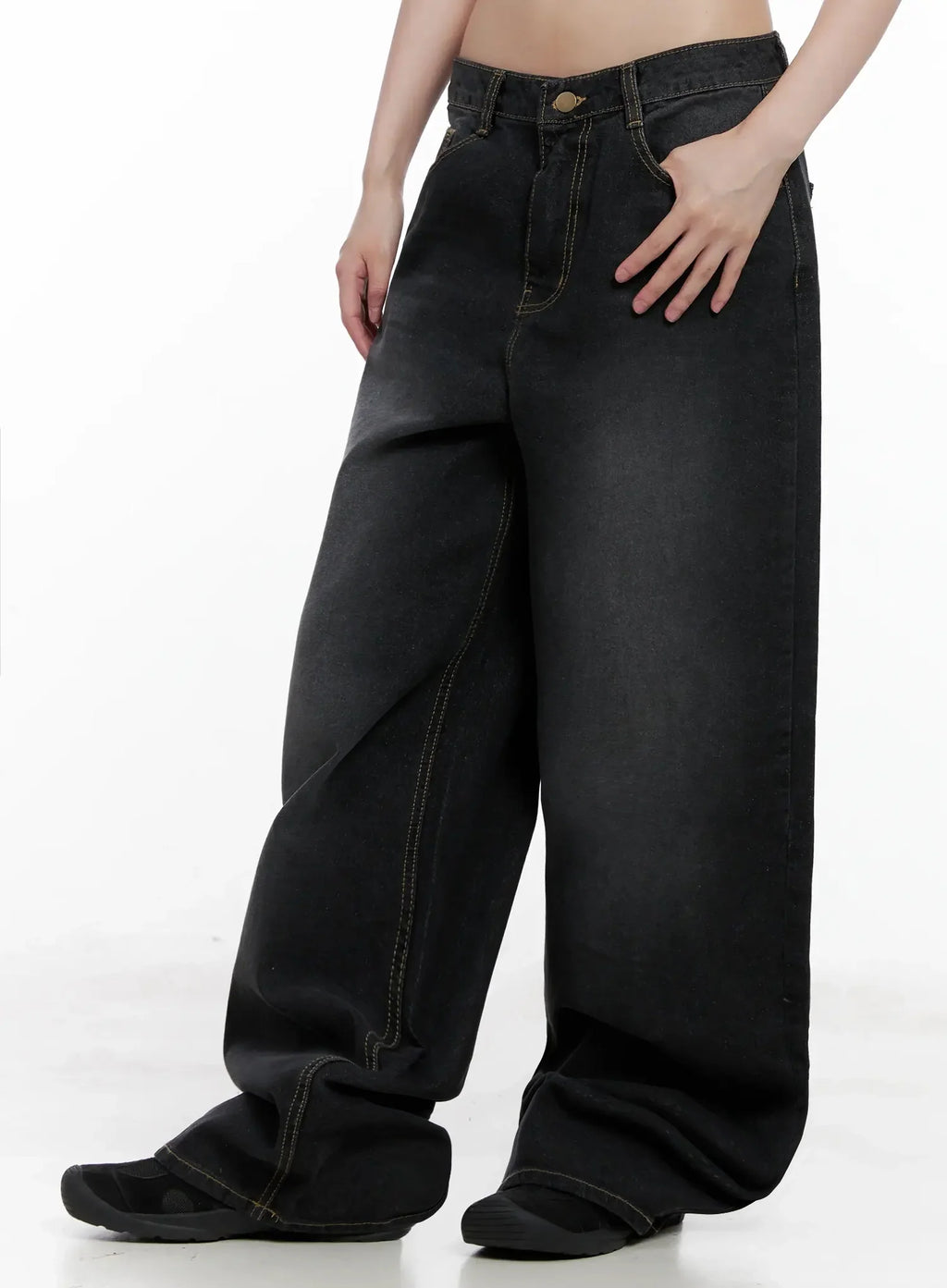 IU Vintage Black Baggy Jeans IL528