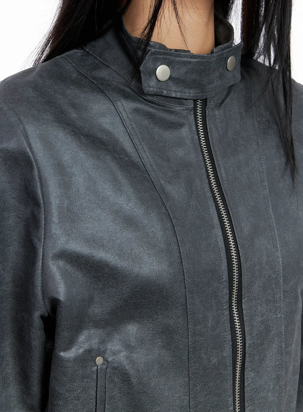 Cropped Faux Leather Jacket CS509