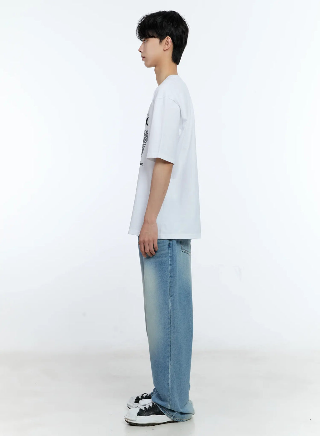 Men's Washed Wide-Leg Jeans IL529