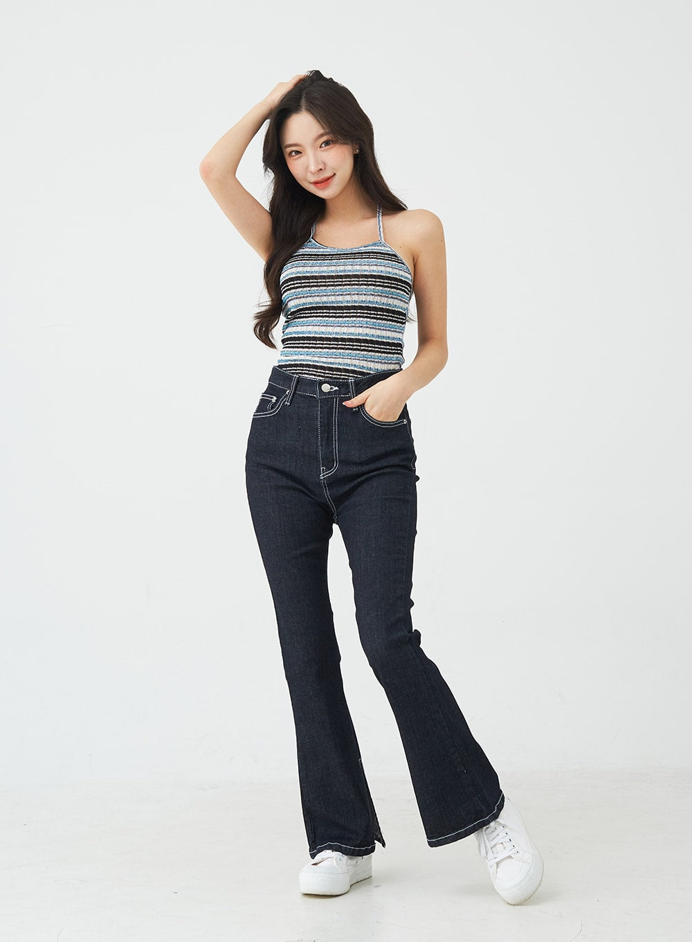 Mixed Color Halter Neck Sleeveless Top BG01