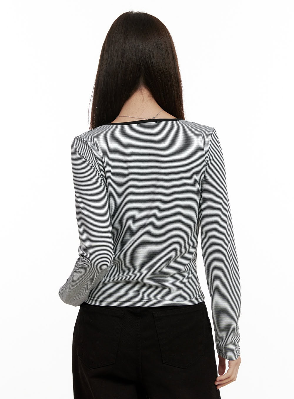 Ribbon Stripe Square Neck TopON422