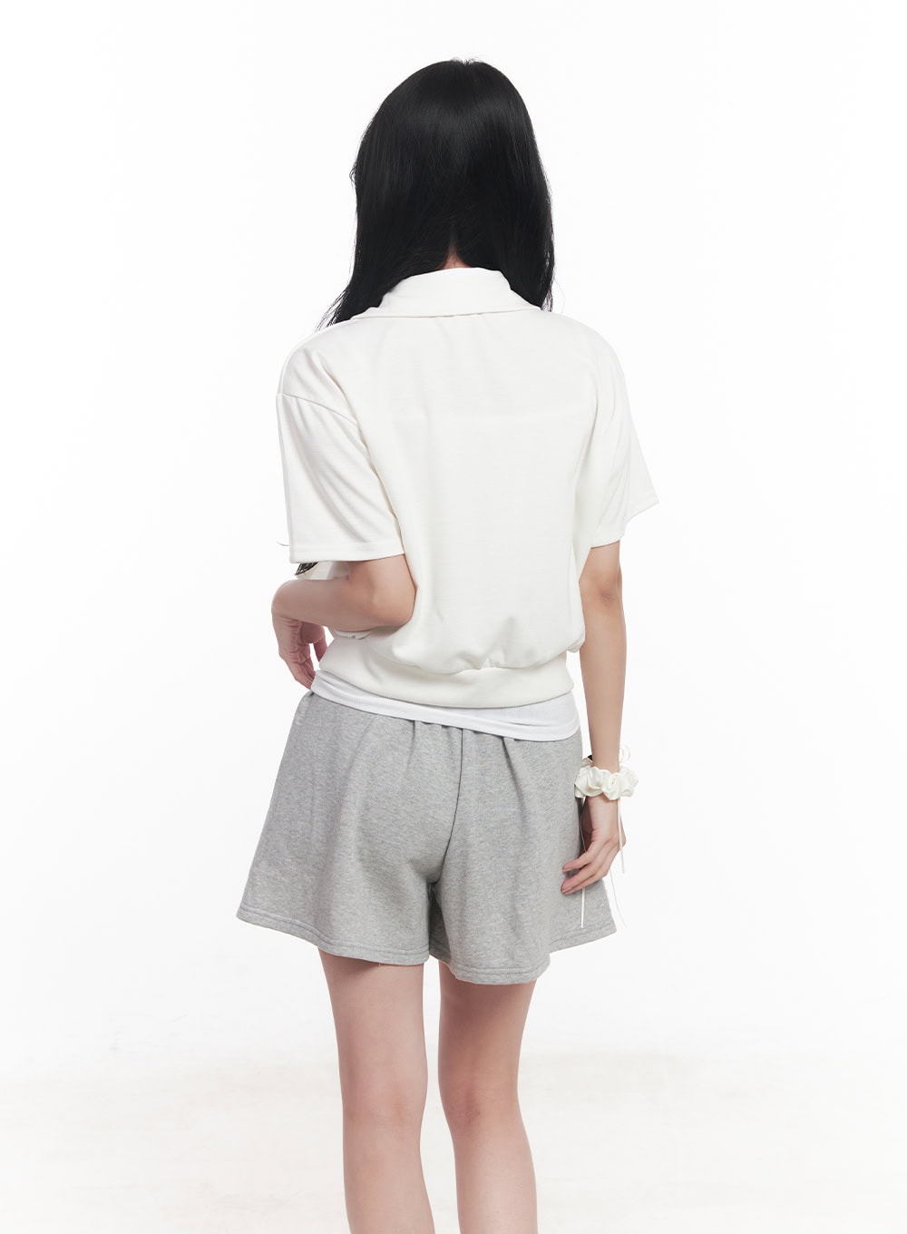 Collared Zip-Up Crop Top CY523