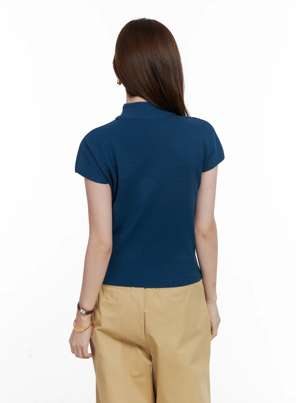 Mock Neck Short Sleeve Knit Top CG520