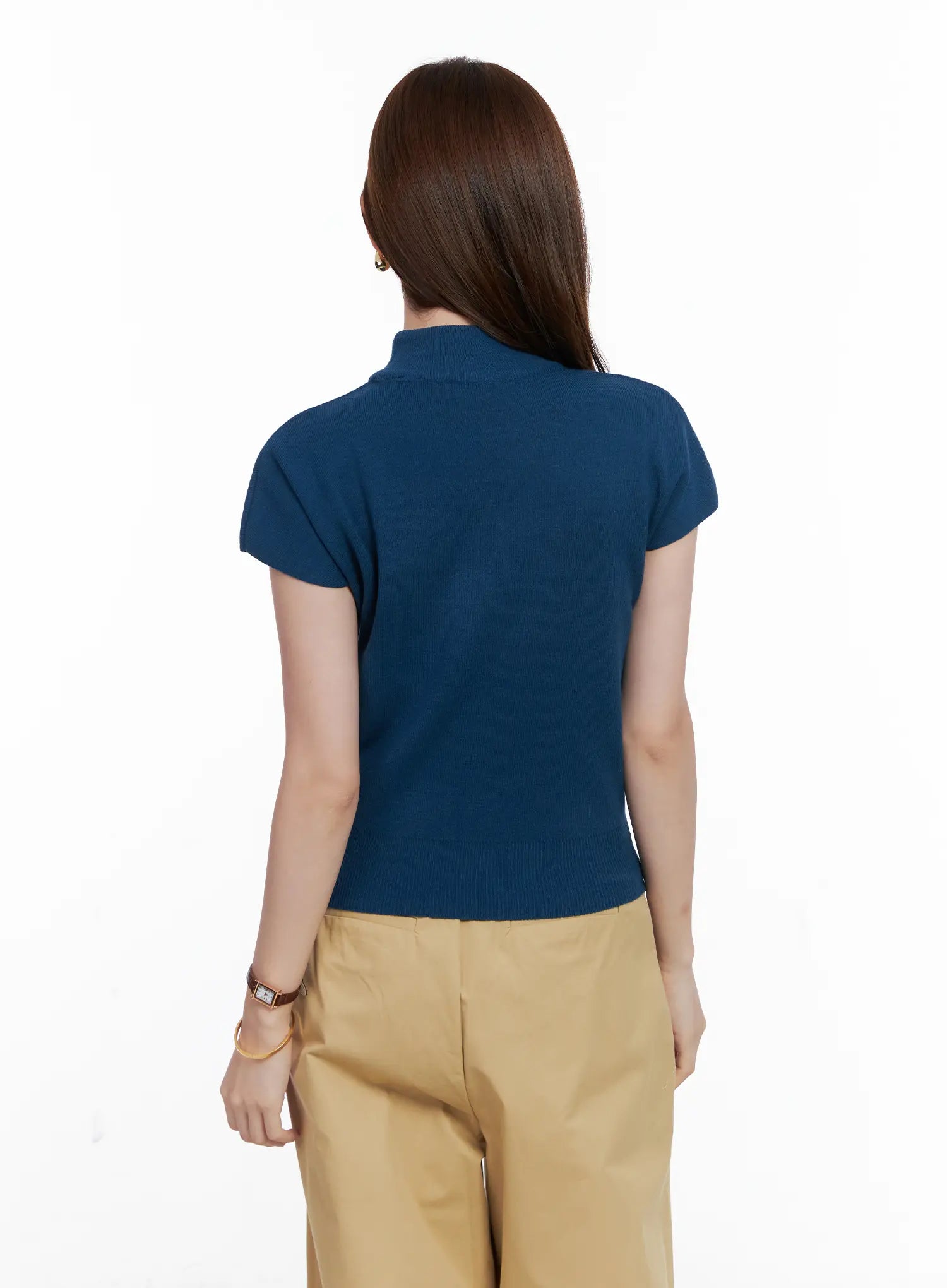 Mock Neck Short Sleeve Knit Top CG520