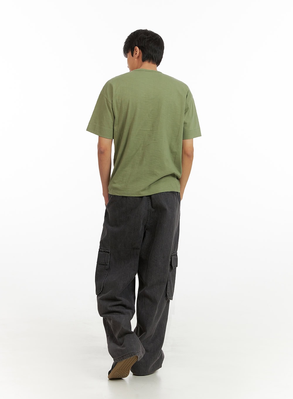 Men's Cotton Round Neck Button T-Shirt (Dark Green) IU418