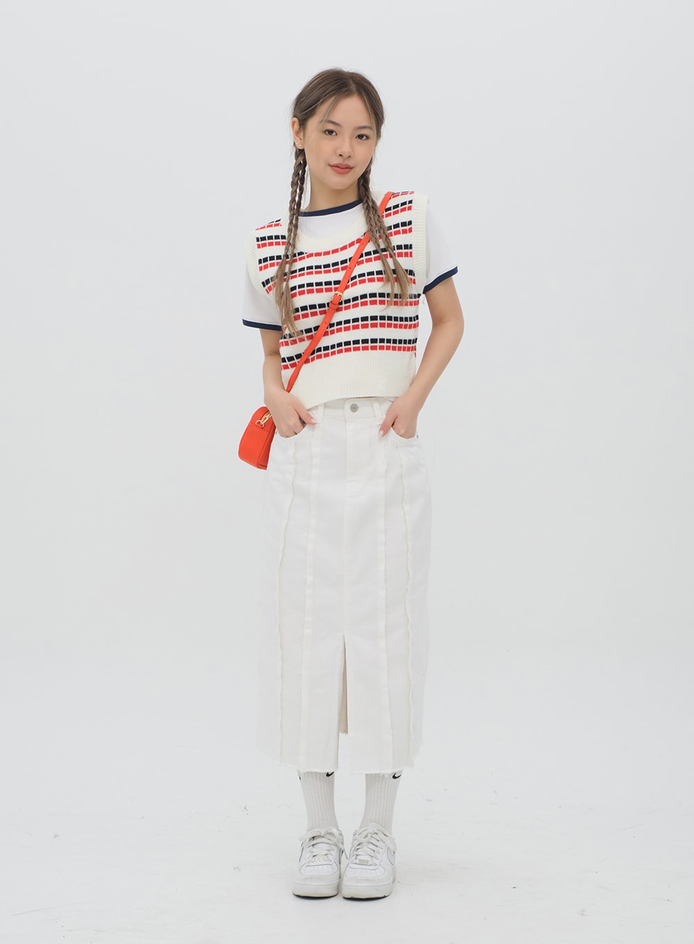 Pattern Cropped Knit Vest C1002