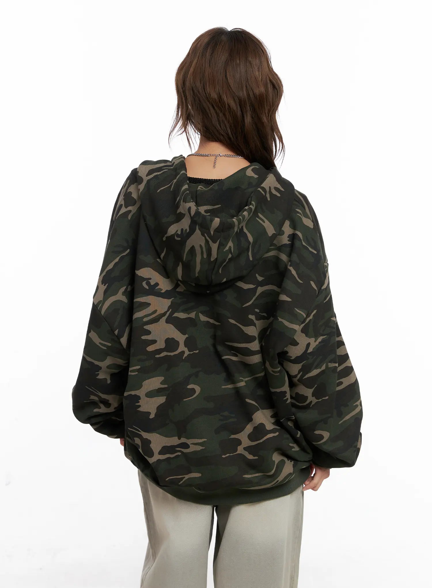 Oversized Camo Lettered Hoodie CS522