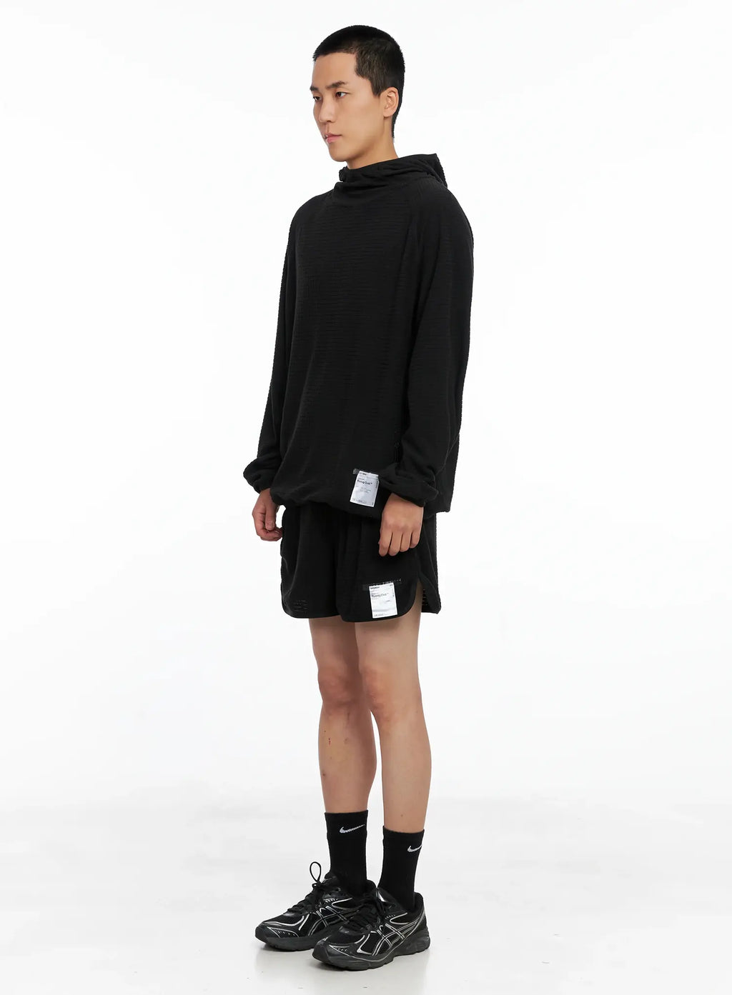 Men's Textured Label Detail Shorts US502