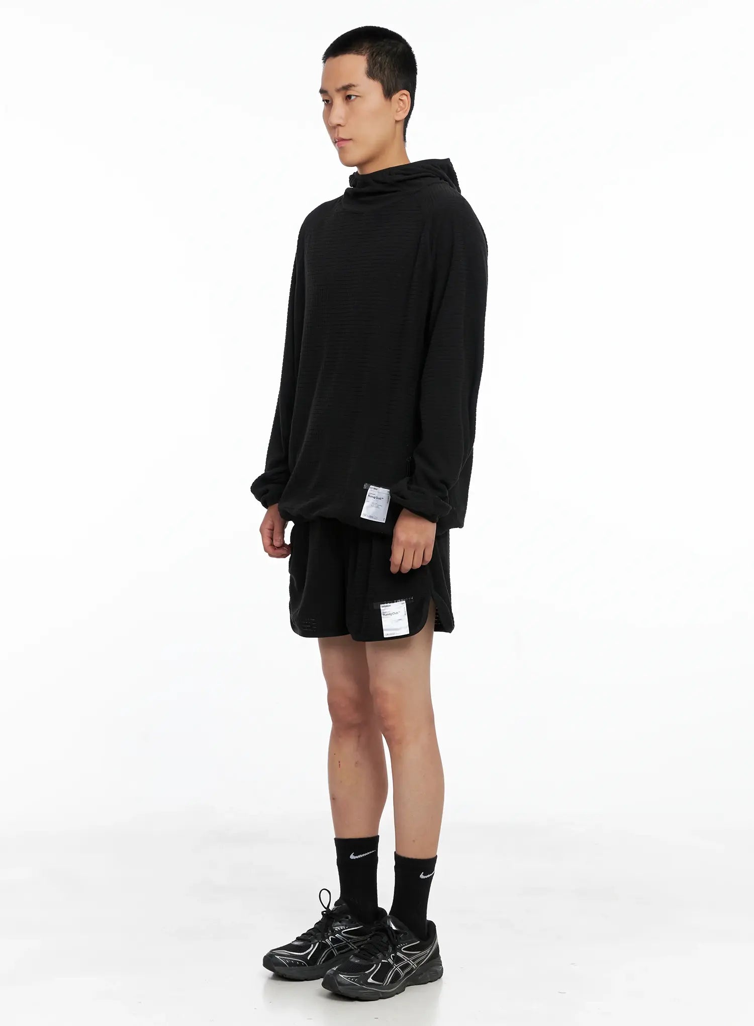 Men's Textured Label Detail Shorts US502