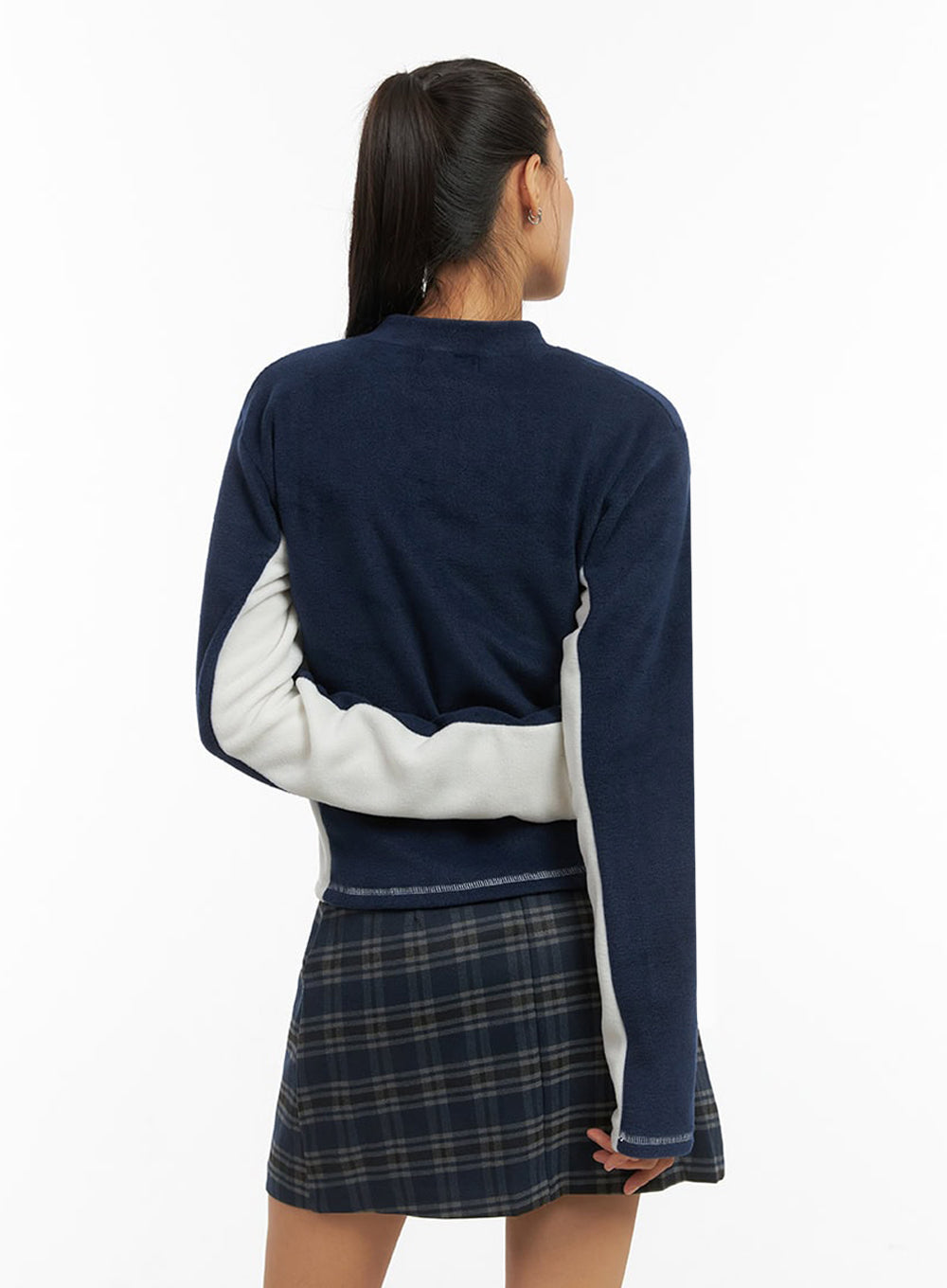 Dark Blue Polyester Slim Fit Hoodie IO409