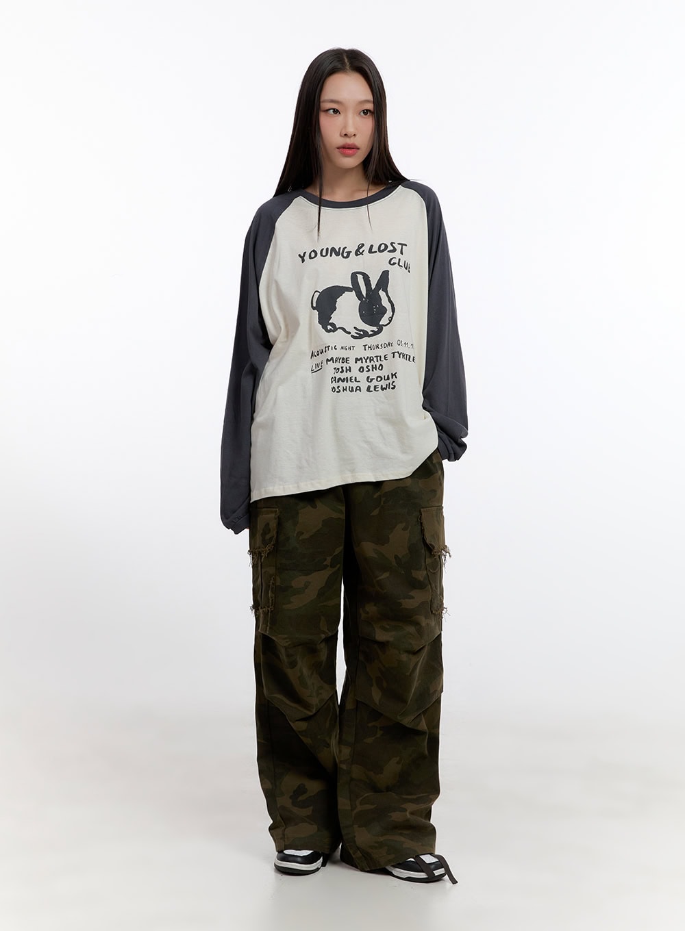 Loose Fit Cotton Raglan Long Sleeve Top  CN420