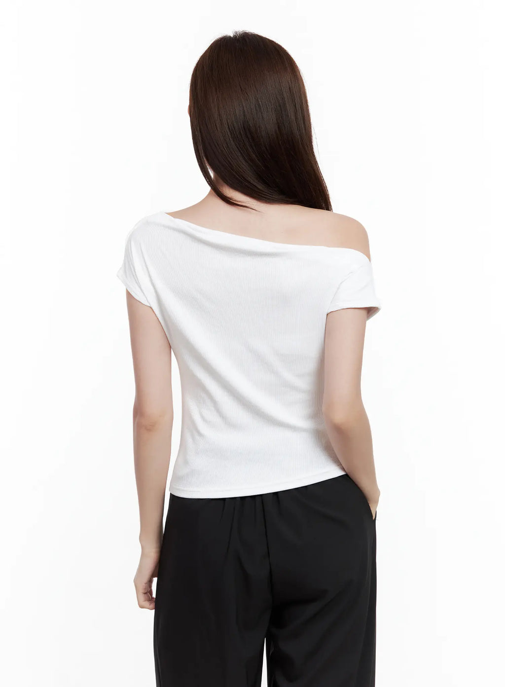 Asymmetrical Off-Shoulder Short-Sleeve Top CL502