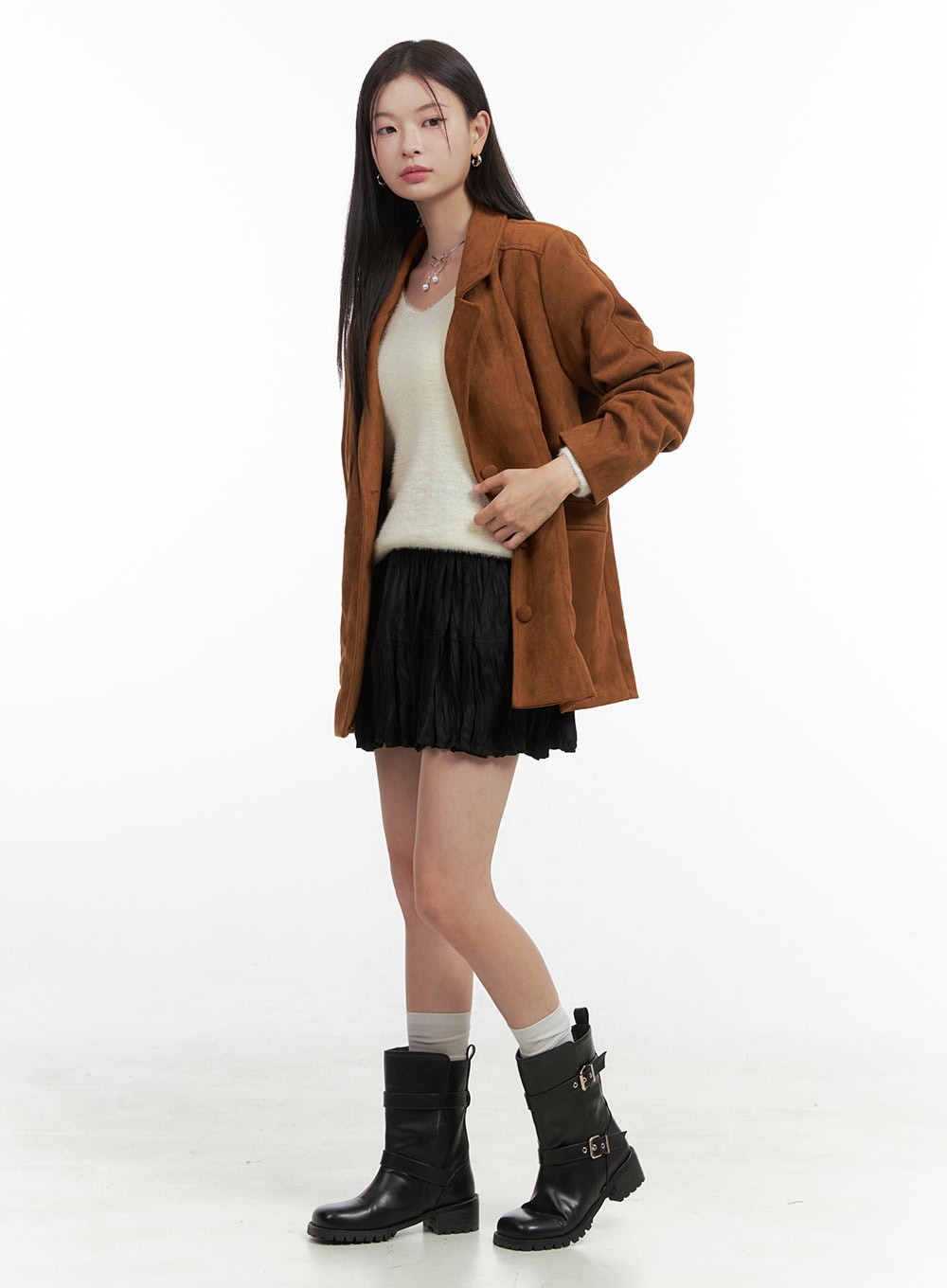 Wrinkled Ruffle Mini Skirt OO416