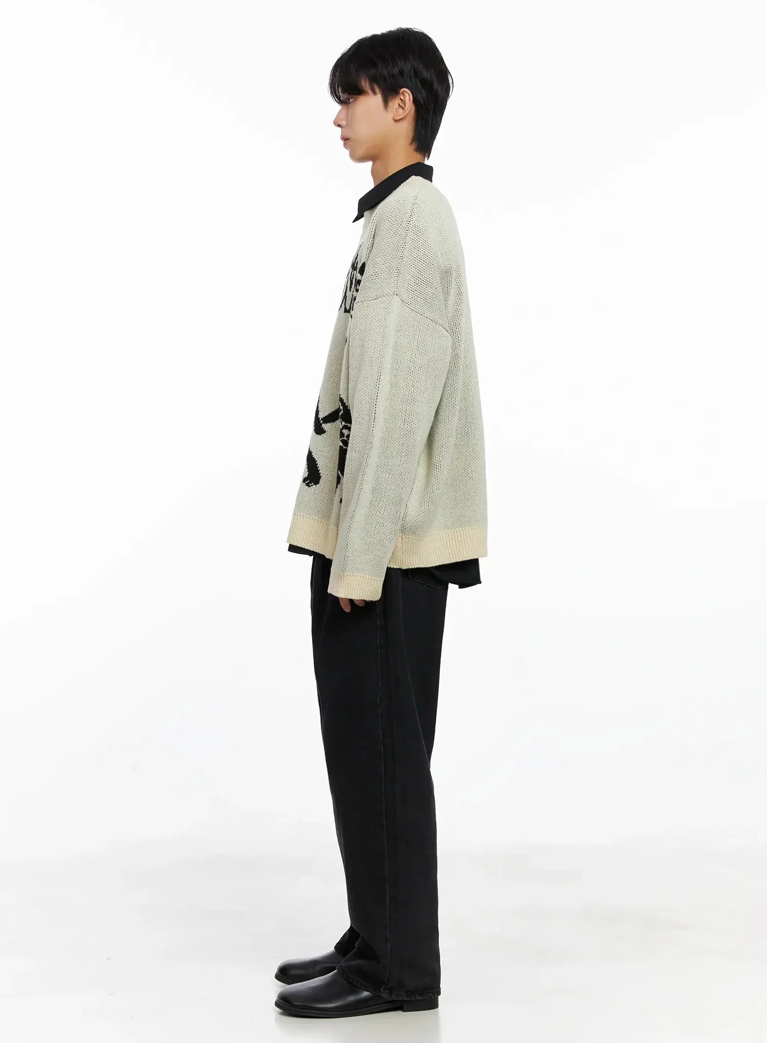 Men's Oversized Graphic Knit Sweater IO517