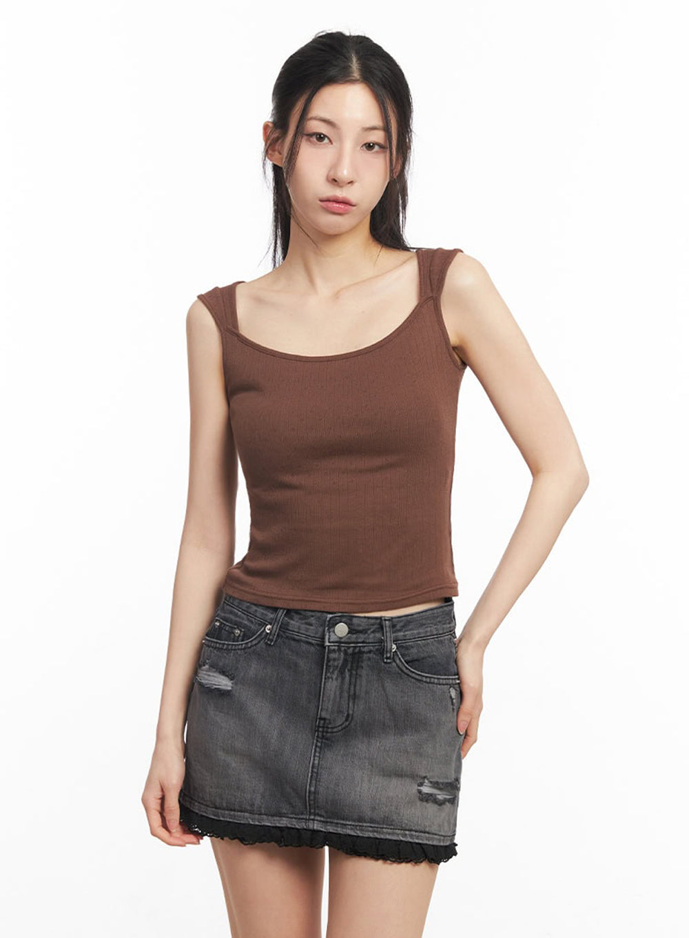 Square-Neck Off-Shoulder Top IY529