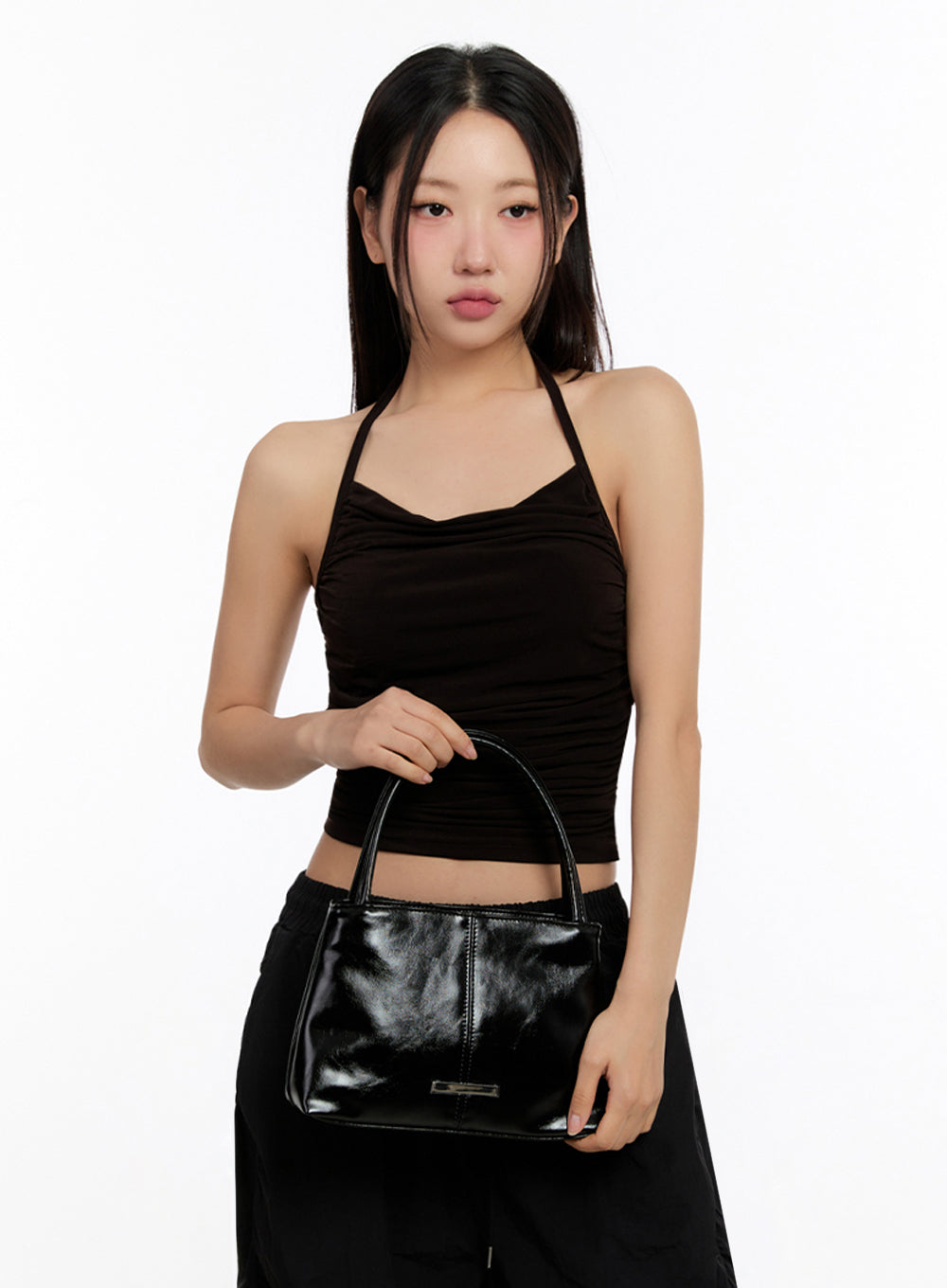 Faux Leather Square Shoulder Bag IU509