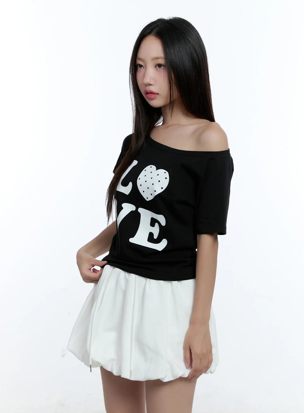 Love One-Shoulder Graphic Tee CU526