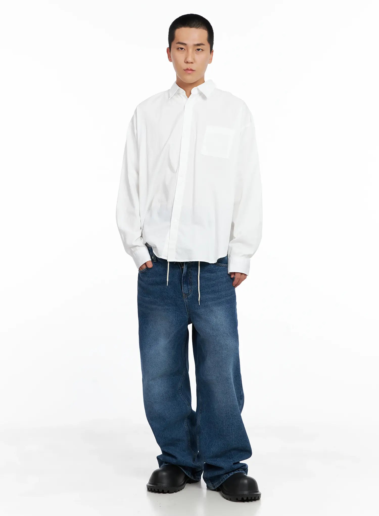 Men's Classic White Button-Up Shirt IS502