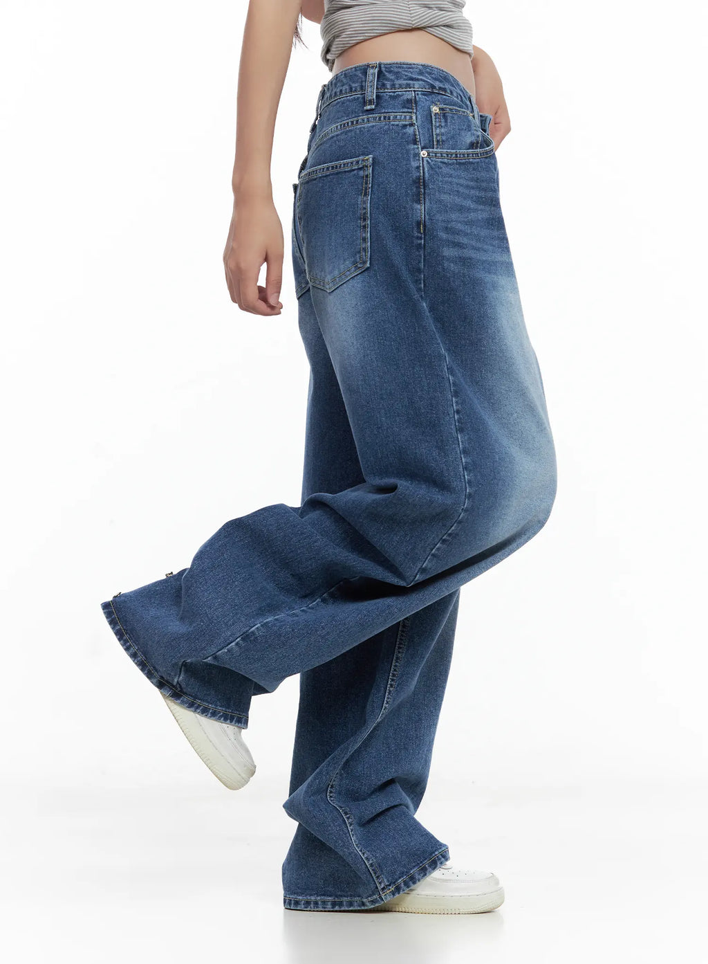 Hayoung Washed Wide-Leg Denim Jeans CL509