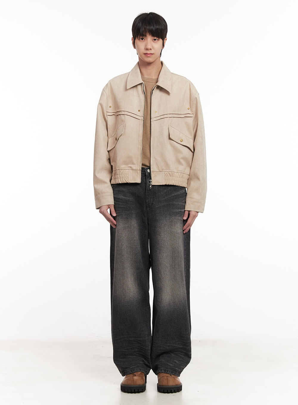 Men's Washed Wide-Leg Jeans IM518