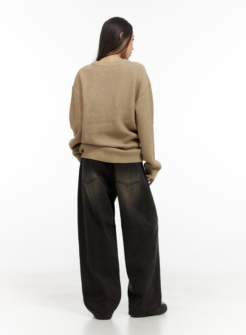 Mabel Buckle Washed Wide-Leg Jeans CO424