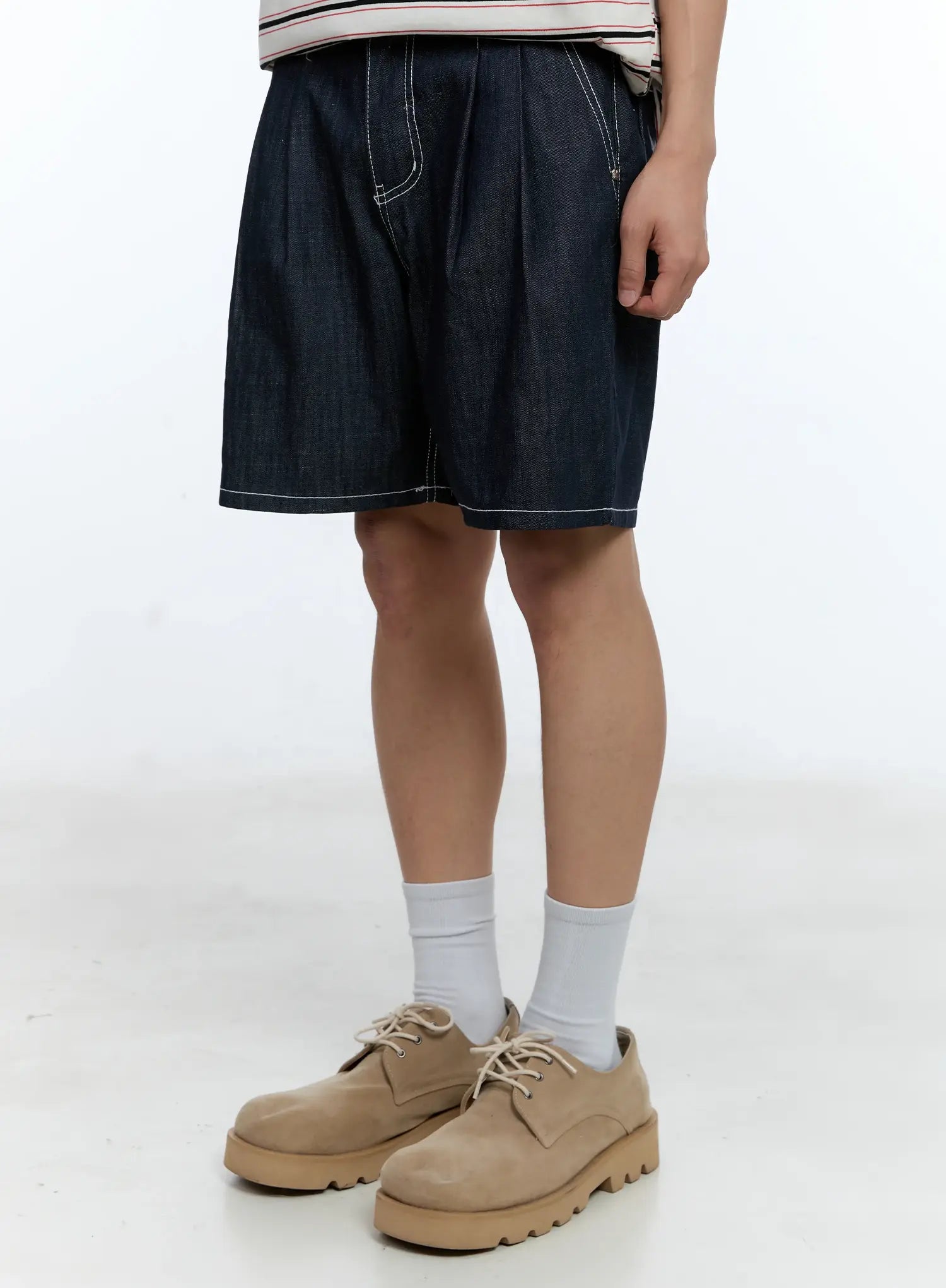Men's Pleated Denim Jorts IL517