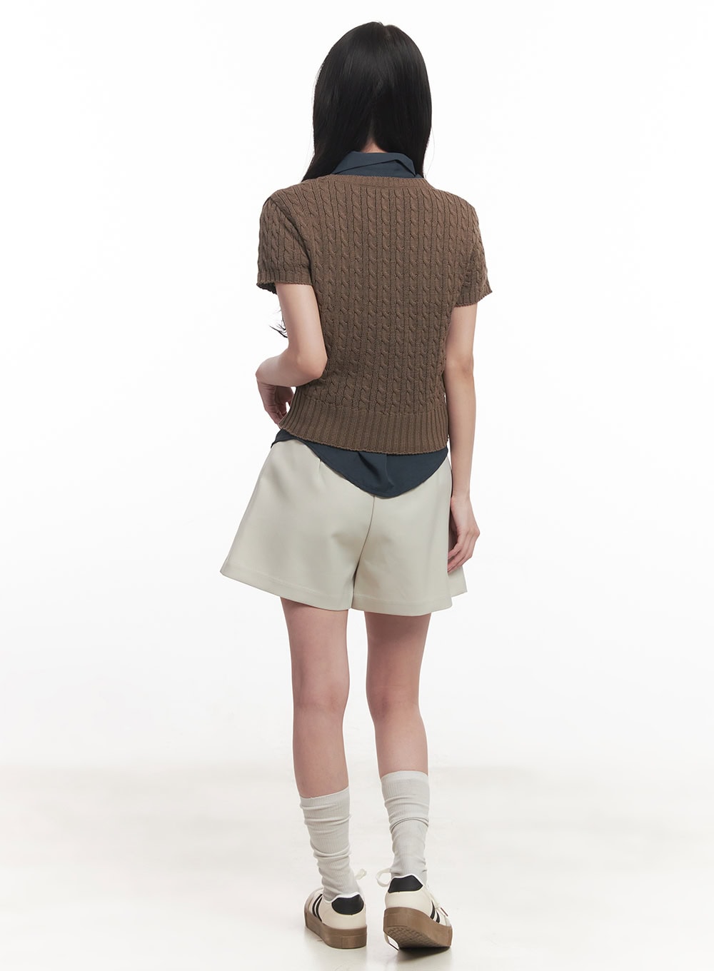 Cable Knit Short Sleeve Sweater CA510