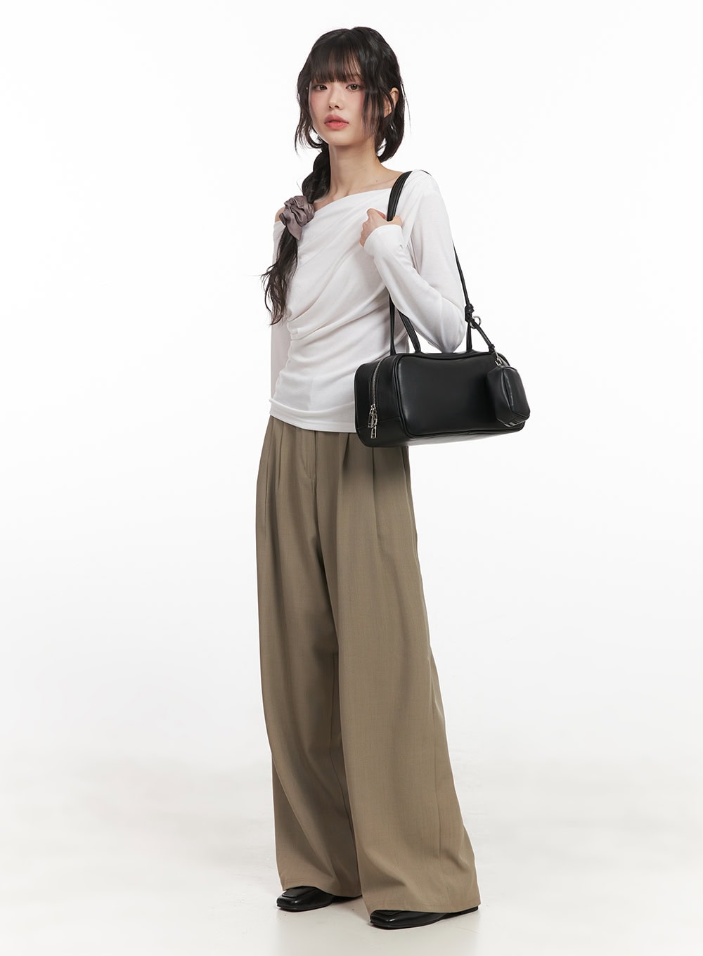 Pintuck Relaxed-Fit Slacks CJ528