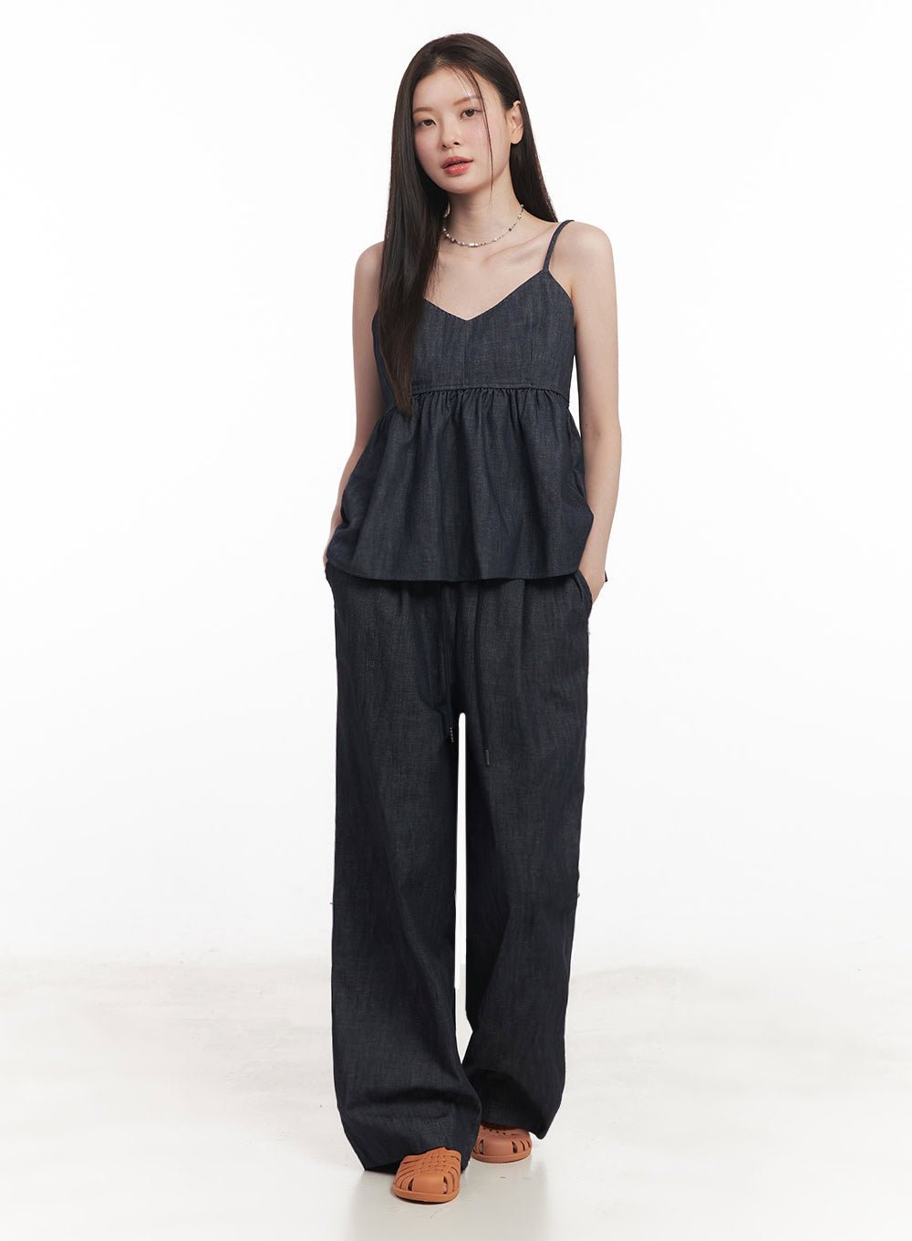 Cotton Denim Wide-Leg Pants IY509