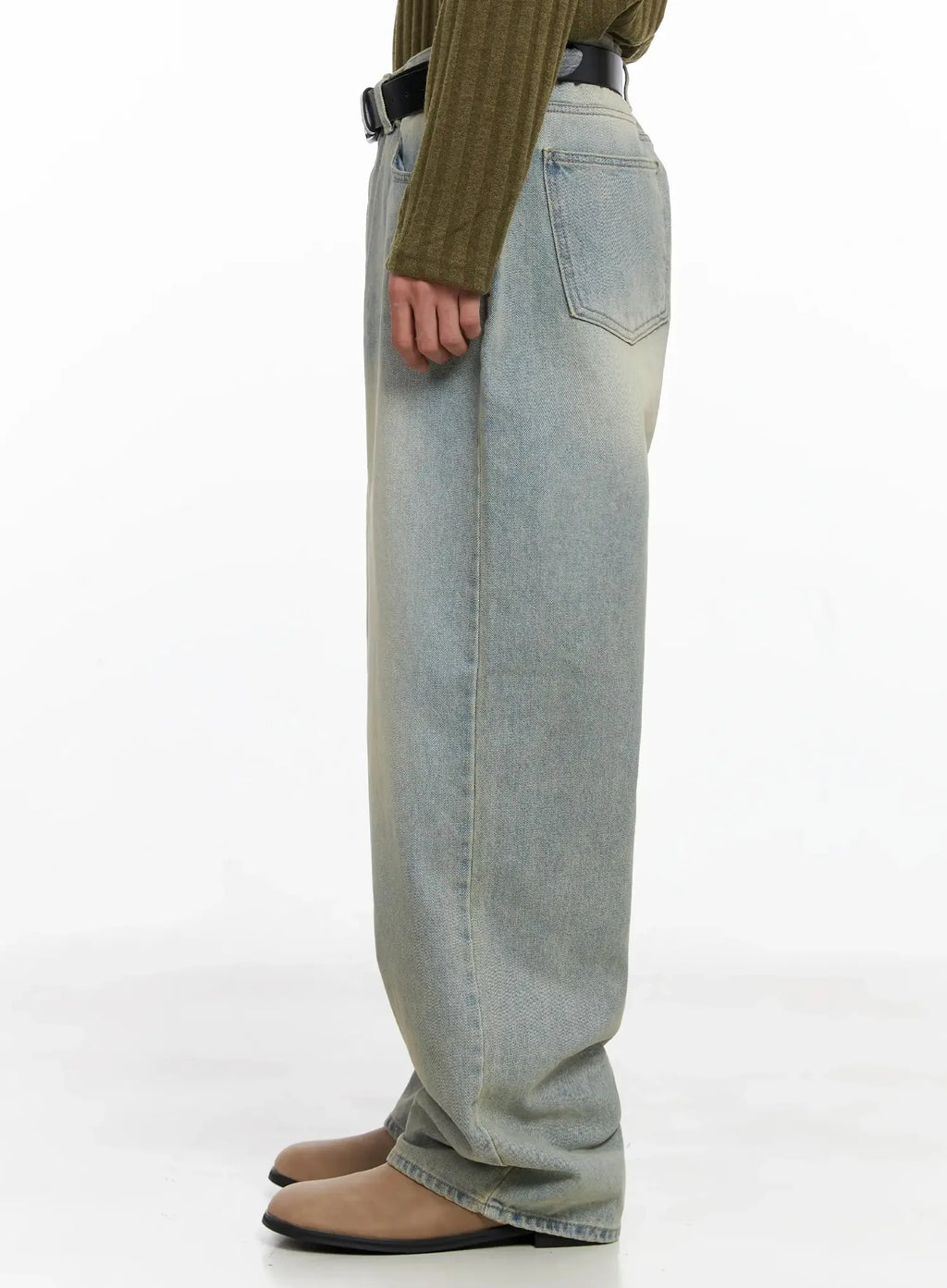 Men's Light Fade Wide-Leg Jeans IO516