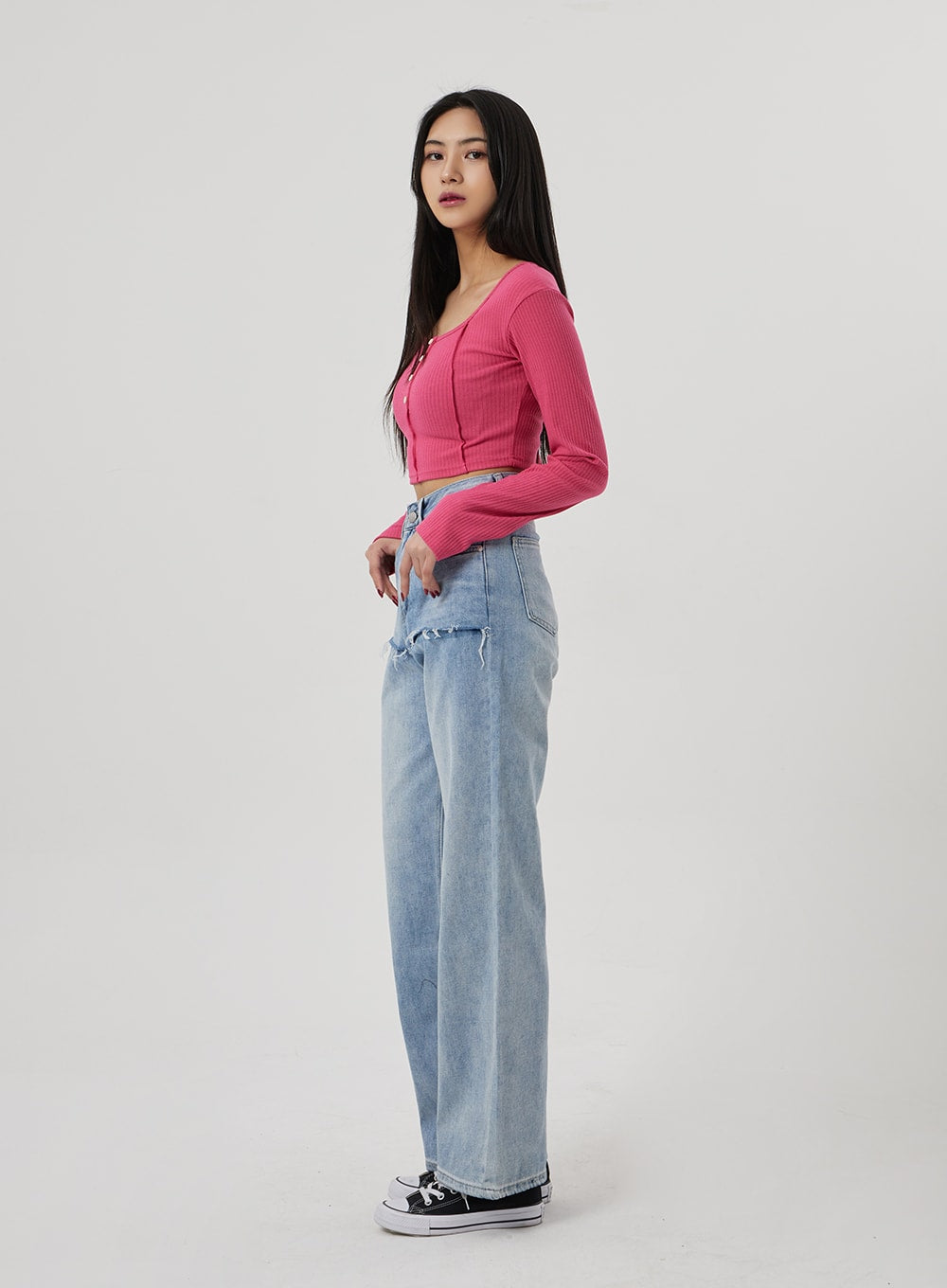 Scoop Neck Ribbed Knit Top BF310