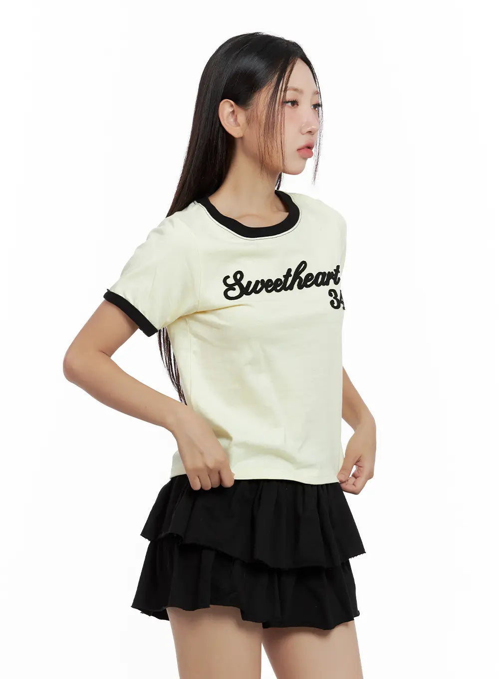 Contrast Text Cropped Tee CL508