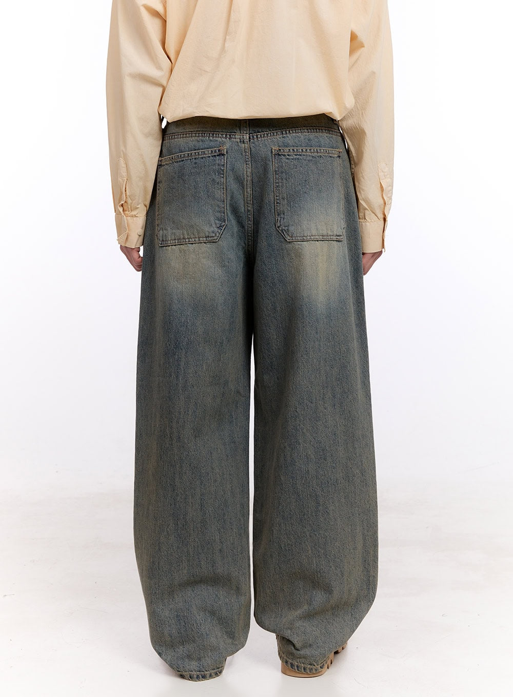 Men's Wide-Fit Washed Baggy Jeans IM512