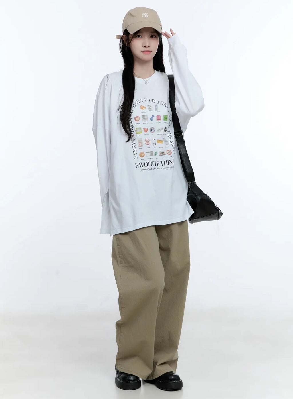 Oversized Graphic Print Long Sleeve Tee CG513